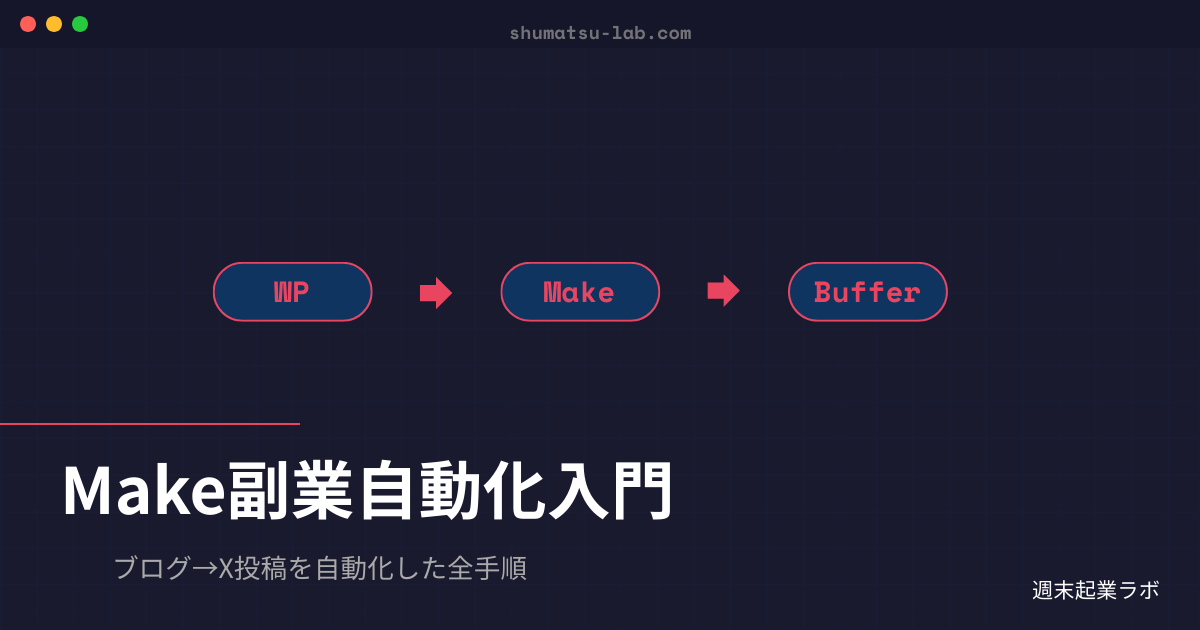 副業ブログの記事公開からX告知までMakeで全自動化する仕組み