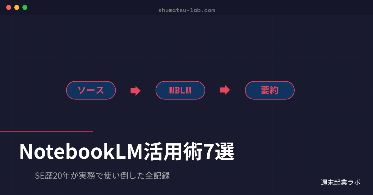 SE歴20年が本業・副業・プライベートでNotebookLMを使い倒した7つの実務活用術と制約まとめ
