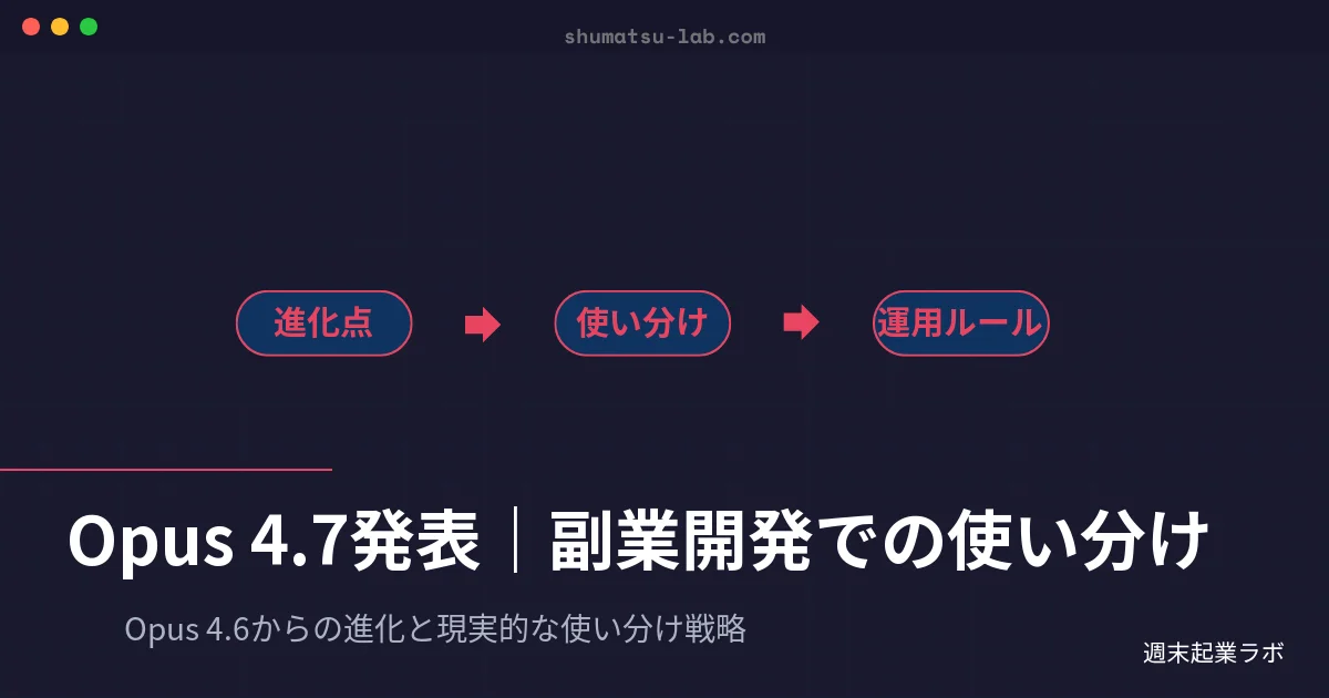 Opus 4.7発表｜副業開発での使い分け